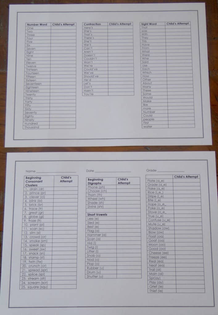 spelling inventory