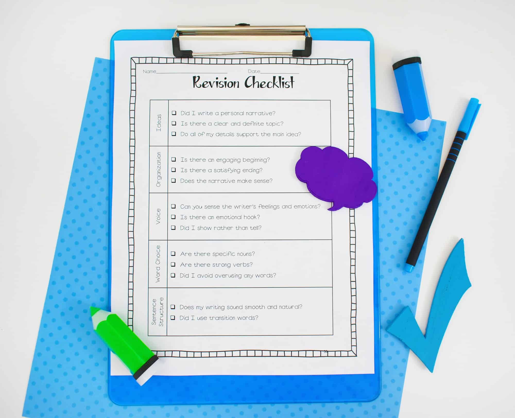 narrative writing checklist