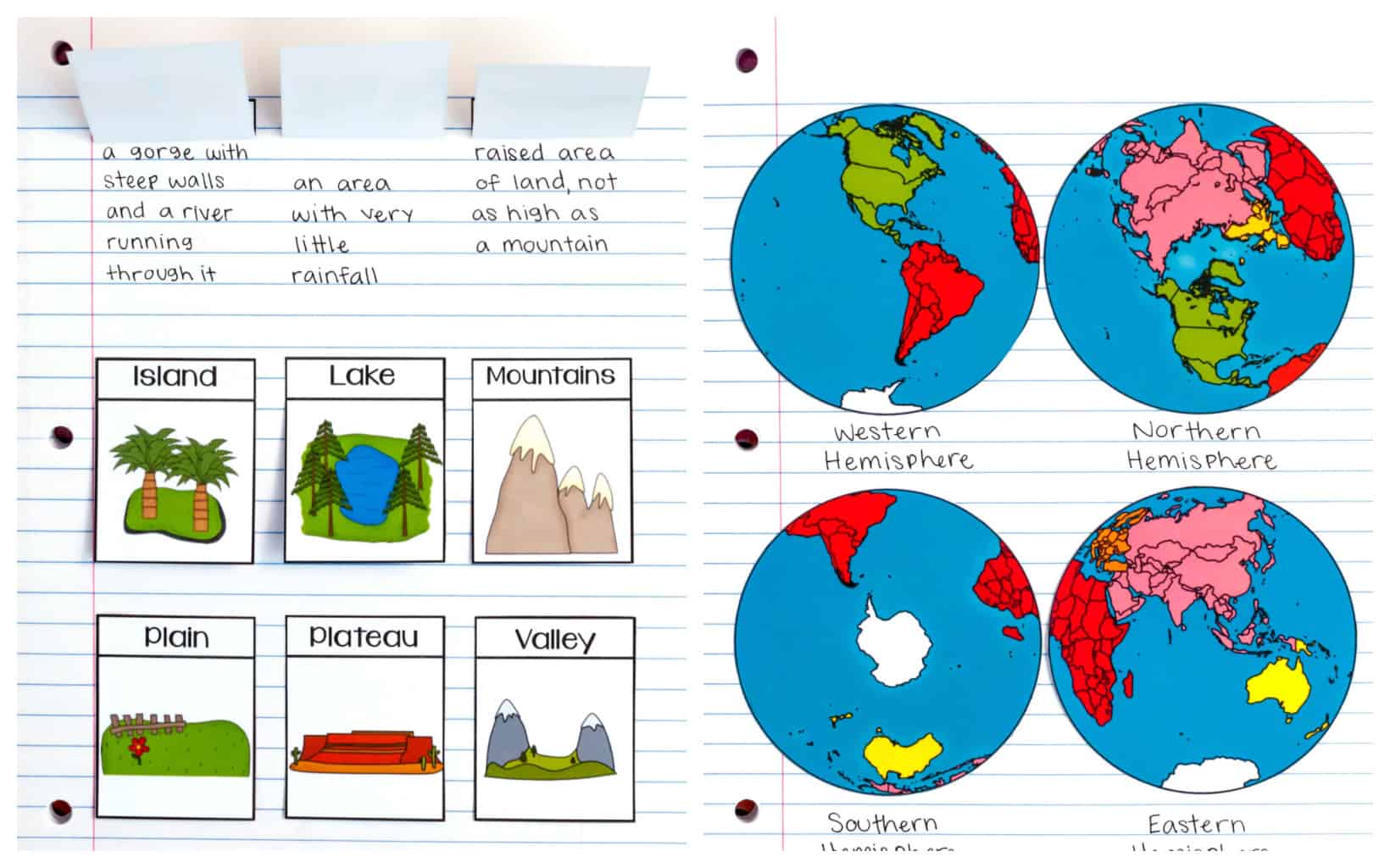 social studies interactive notebook - hemispheres