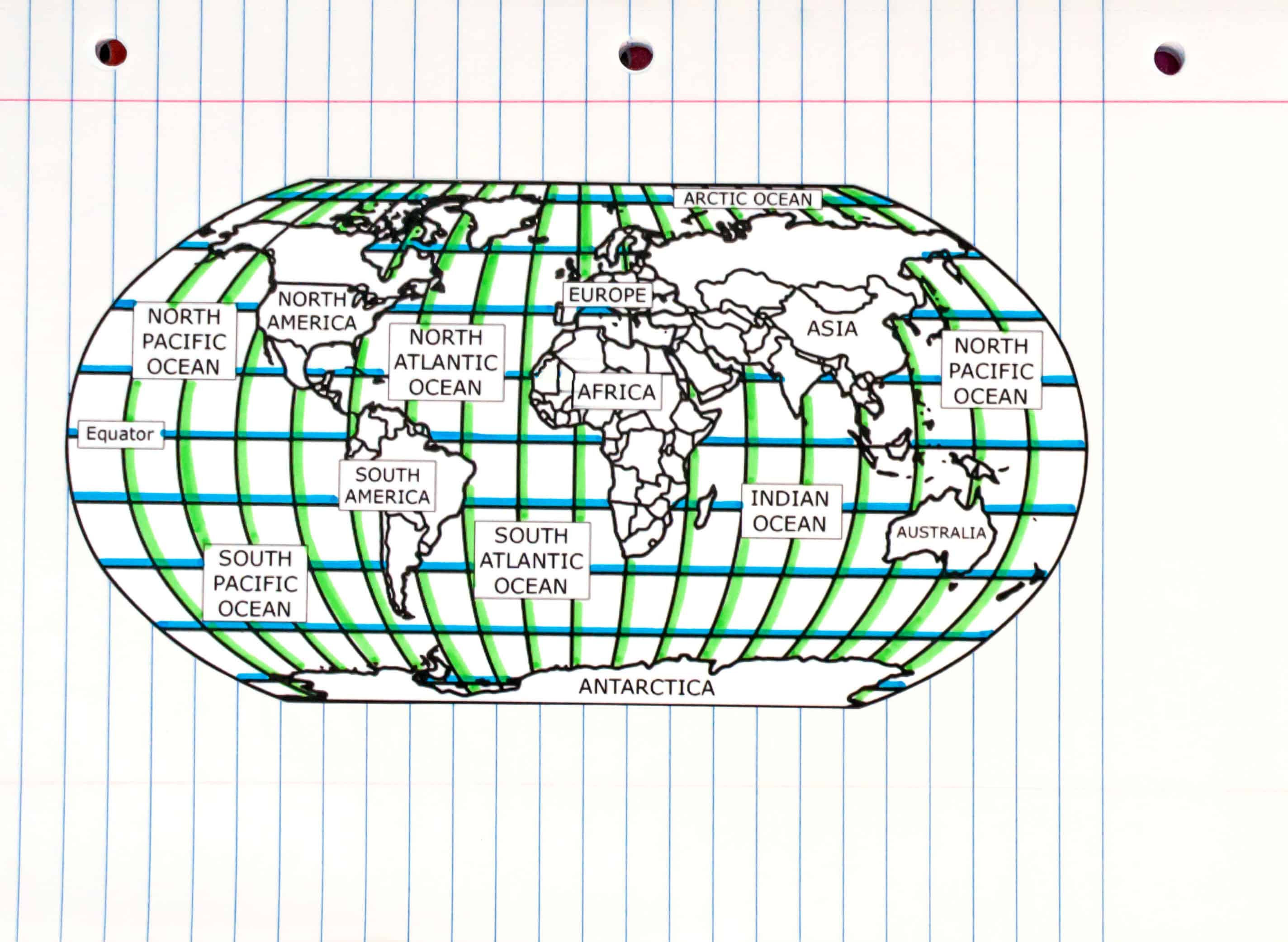 social studies interactive notebook-longitude and latitude