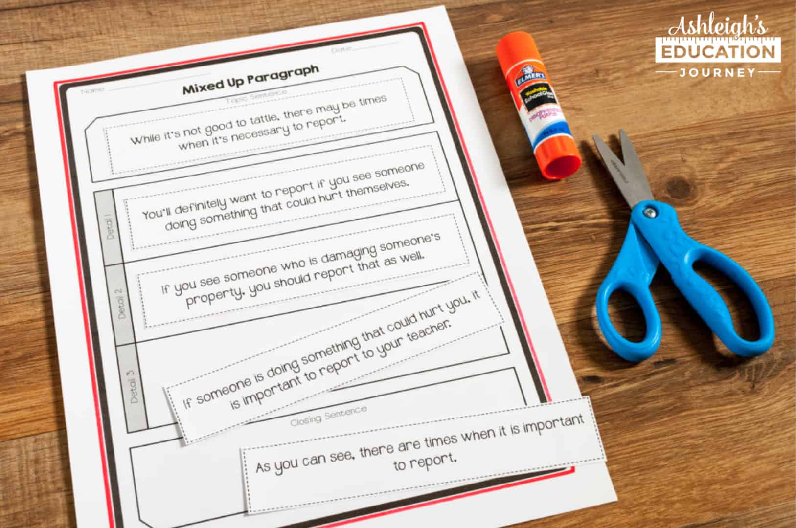 Use mixed up paragraphs to teach students how to organize paragraphs