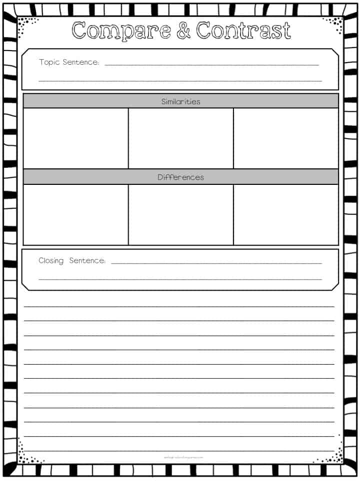 Compare contrast essay graphic organizer
