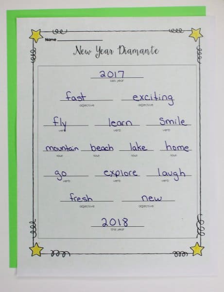 Have students write a poem for New Year goals