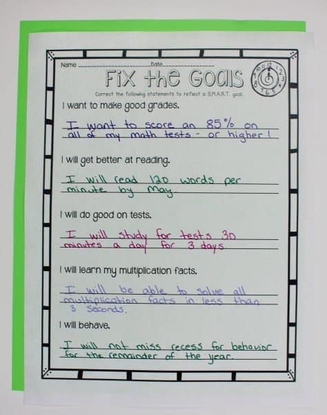 Have students fix generic or general goals into SMART goals