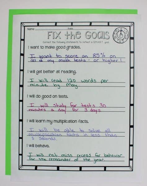 Have students fix generic or general goals into SMART goals