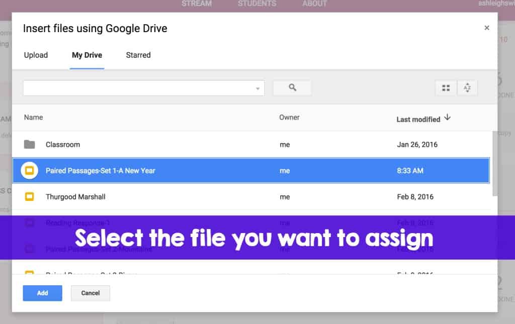 insert files google classroom