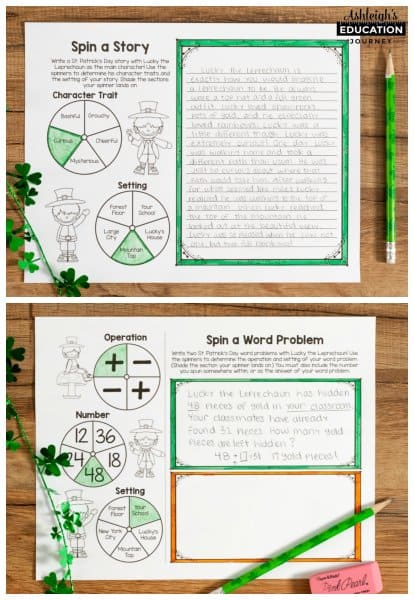 Educational worksheets to Spin a Story and Spin a Word Problem