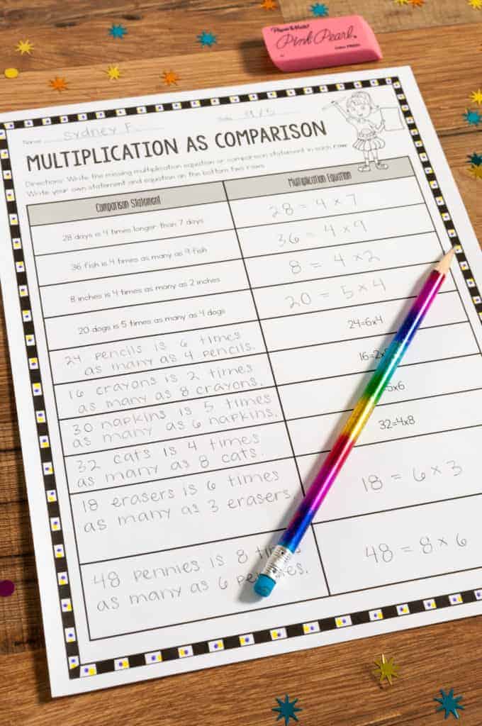 multiplication as a comparison