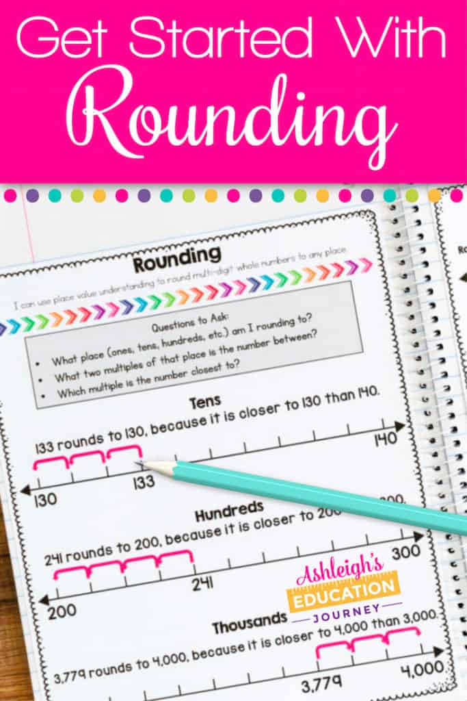 Get started with rounding header and colorful worksheet with pencil