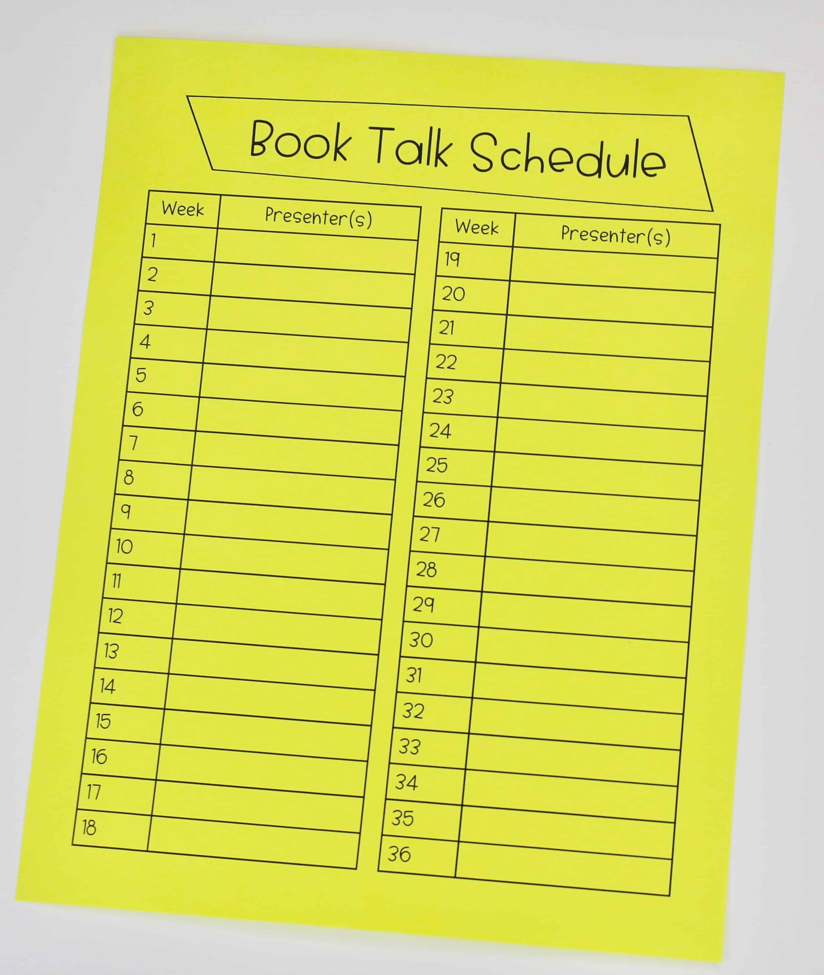 book talk schedule