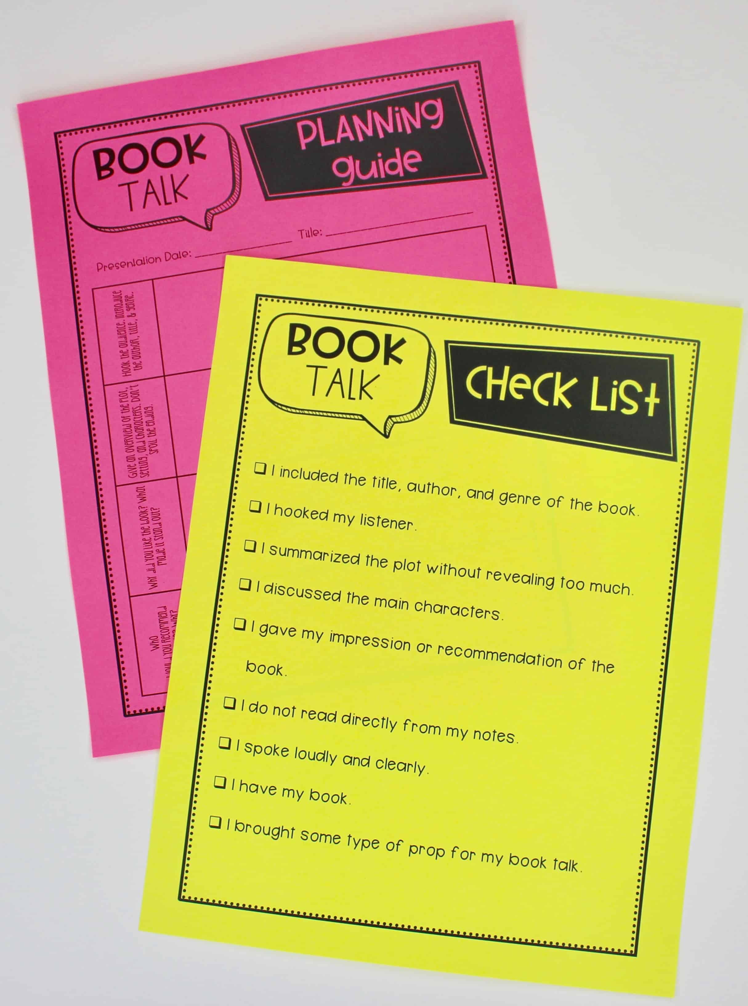book talk checklist