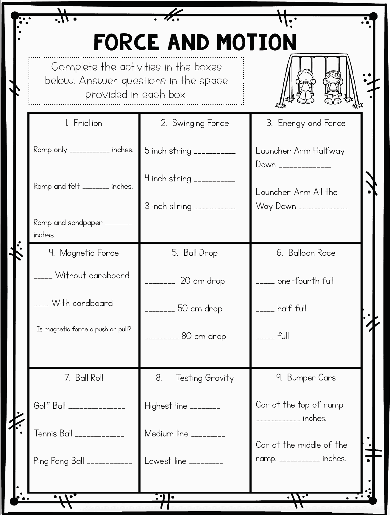 Force and Motion Stations - Ashleigh