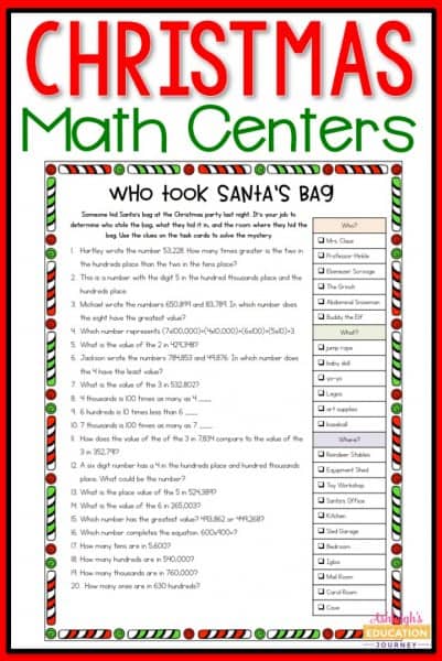 4th grade Christmas math centers