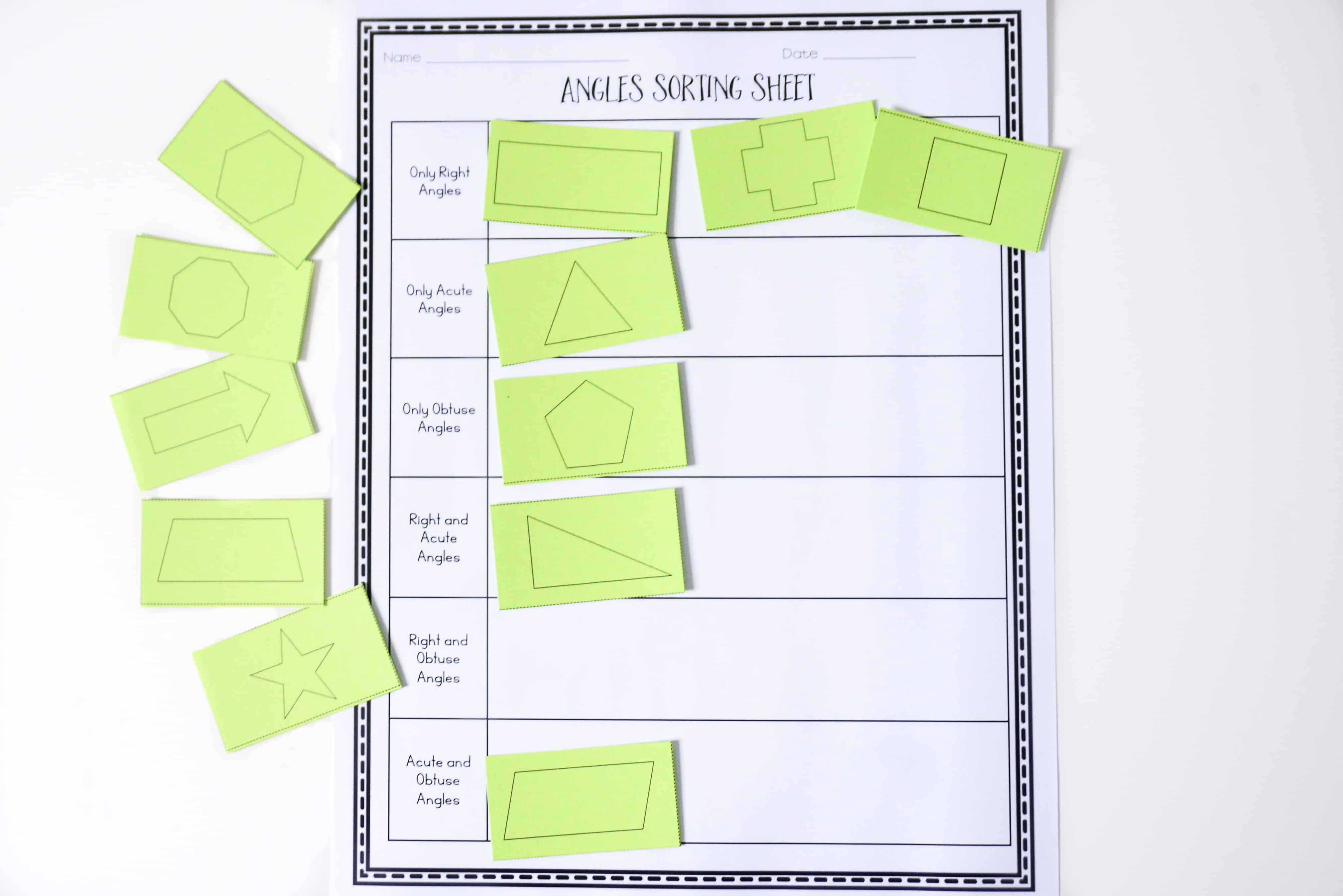 Types of angles sort