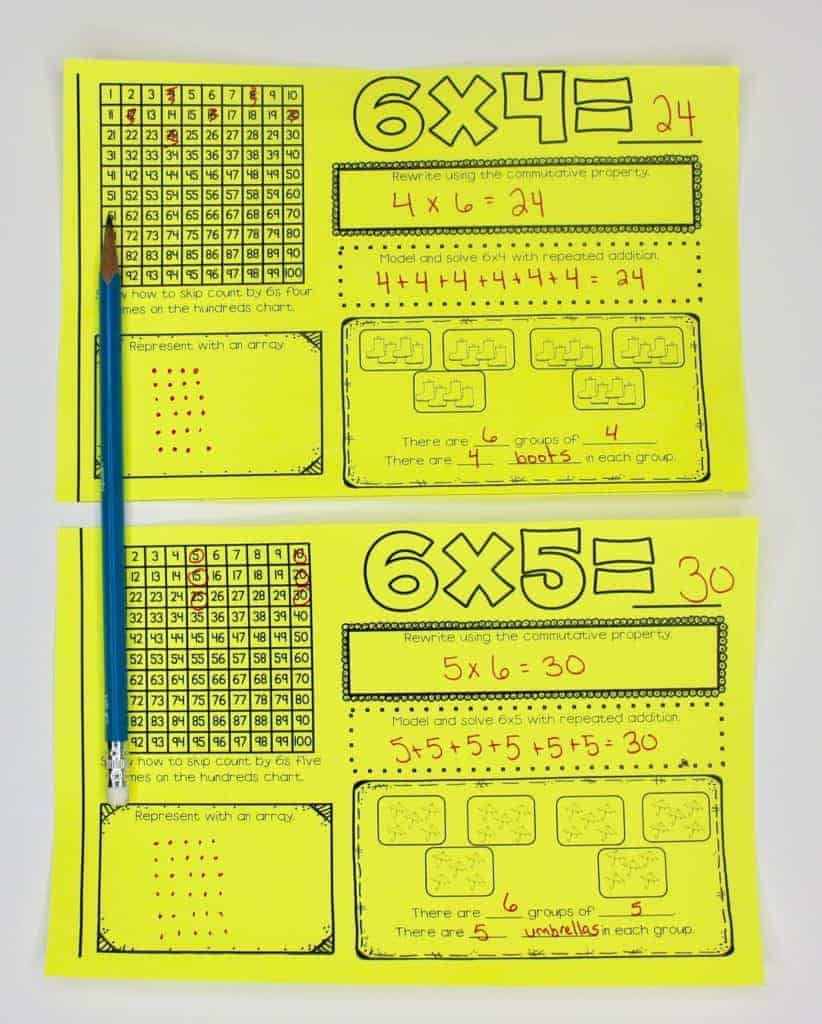 Multiplication worksheets for developing number sense.