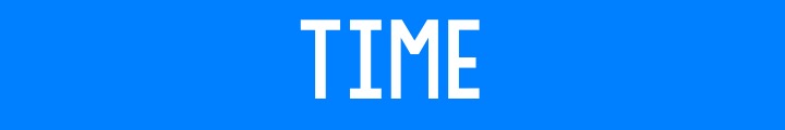 Time text over blue background.