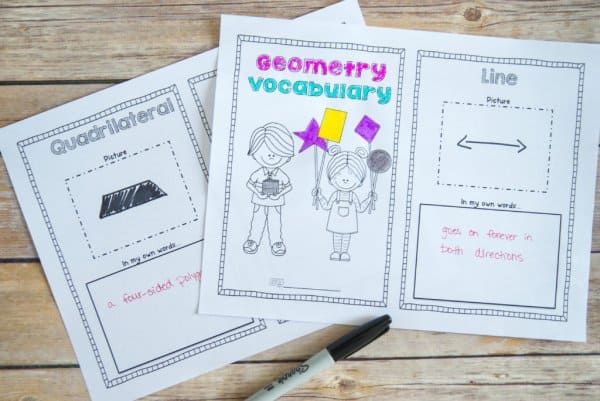 Geometry vocabulary booklet