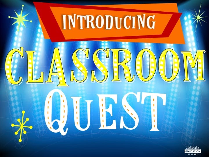 Back to school game graphic titled Introducing Classroom Quest