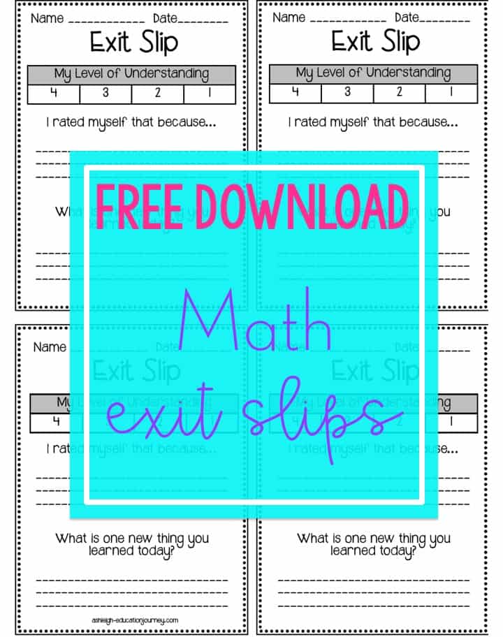 Free Download: Math Exit Slips