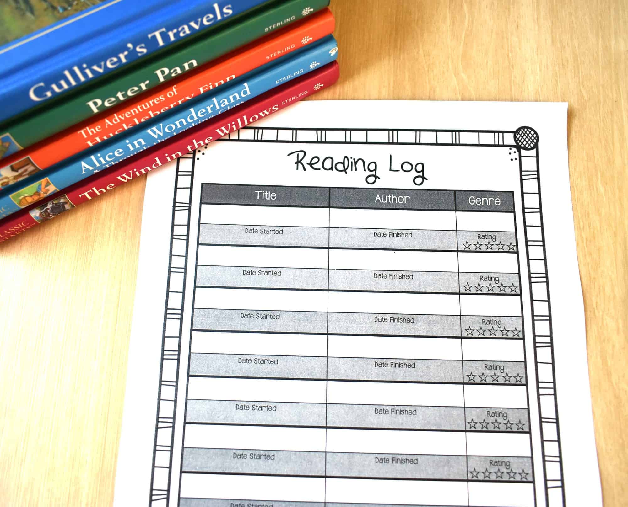 Reading log worksheet to encourage reading accountability in students