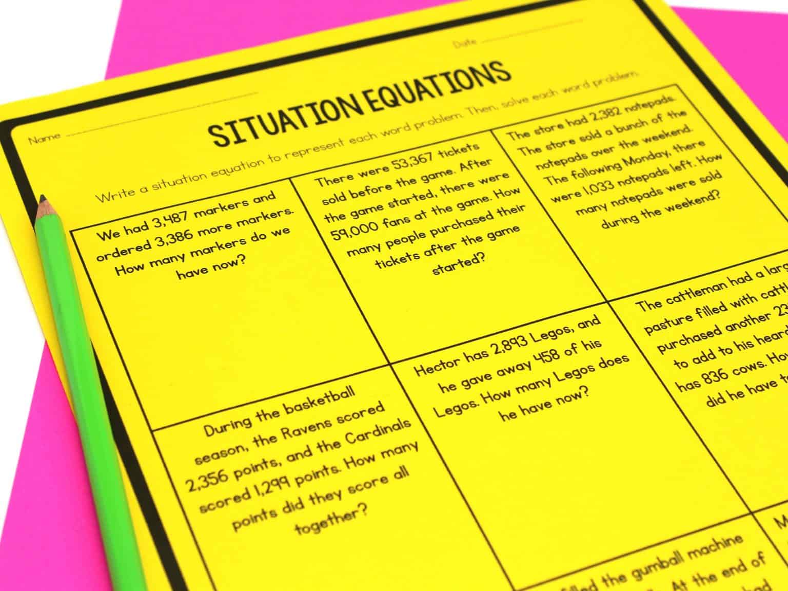 Addition Subtraction Multiplication And Division Word Problems