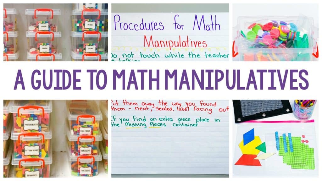 A Guide to Math Manipulatives image showing colorful plastic objects to assist in learning math