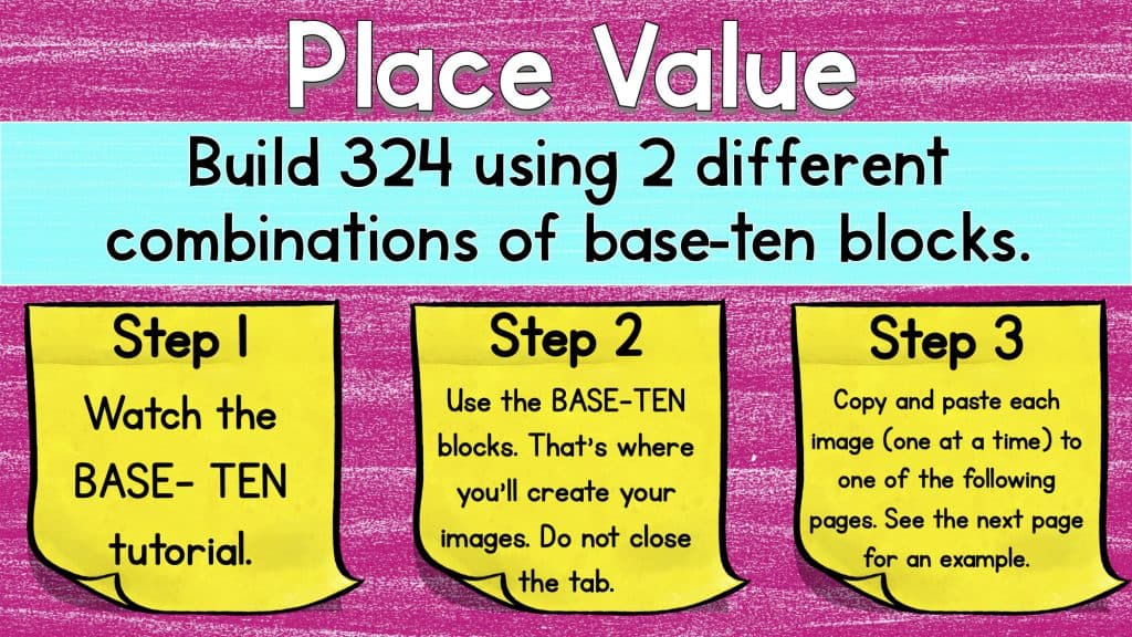 Digital math manipulatives worksheet teaching place value