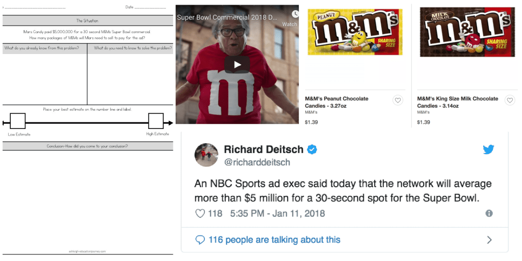 Preview of seasonal Super Bowl-themed assignment to boost math engagement