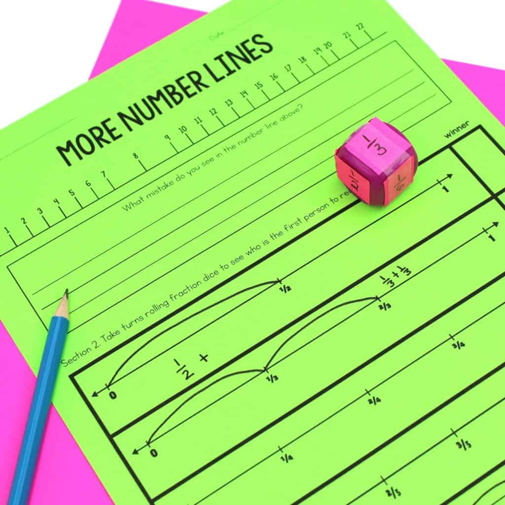 fractions on a number line