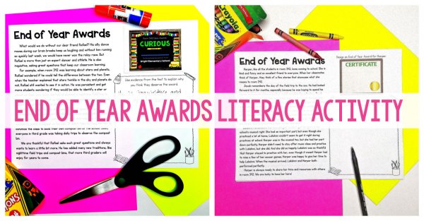 End of Year Awards Literacy Activity