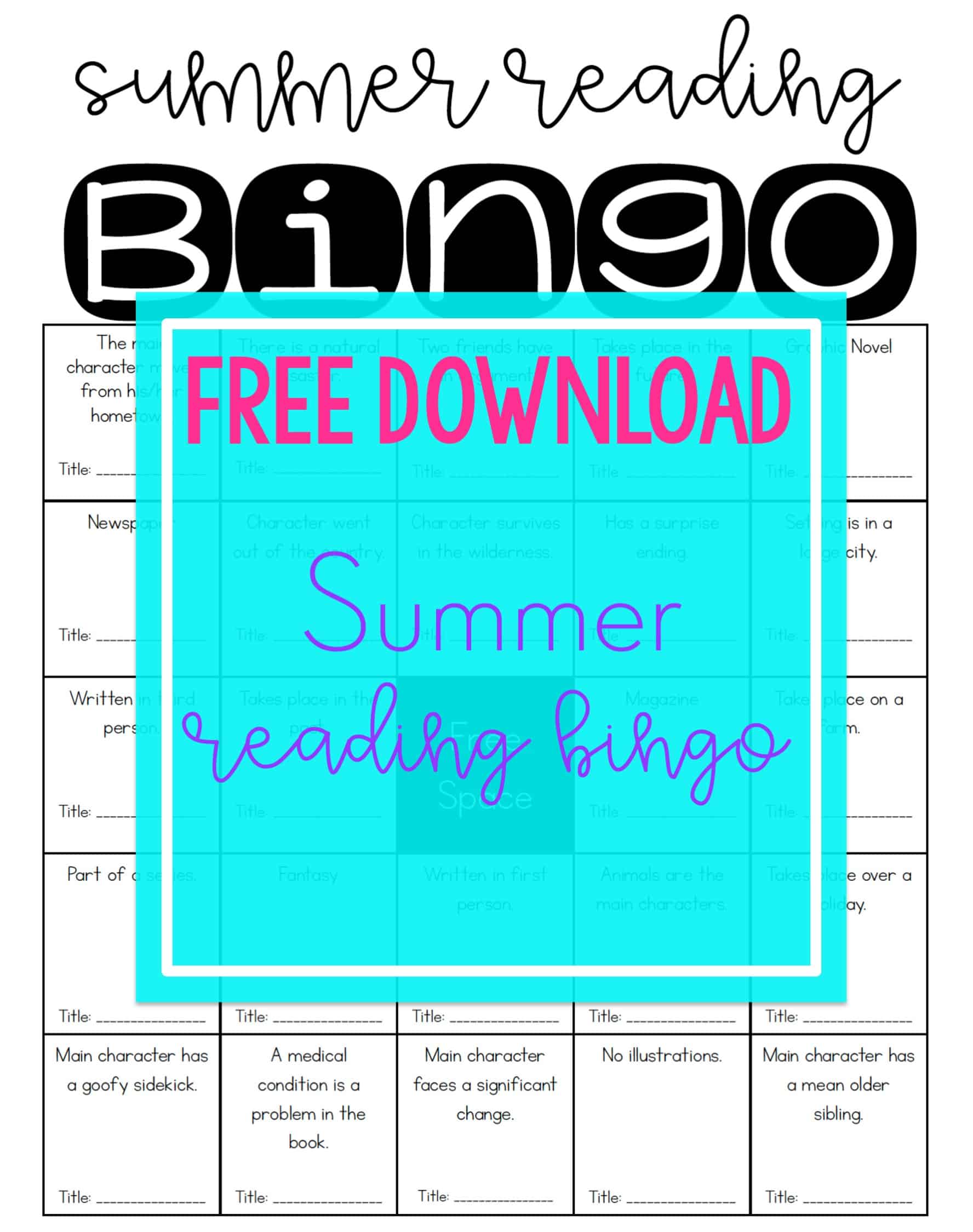 Free Download: Summer Reading Bingo