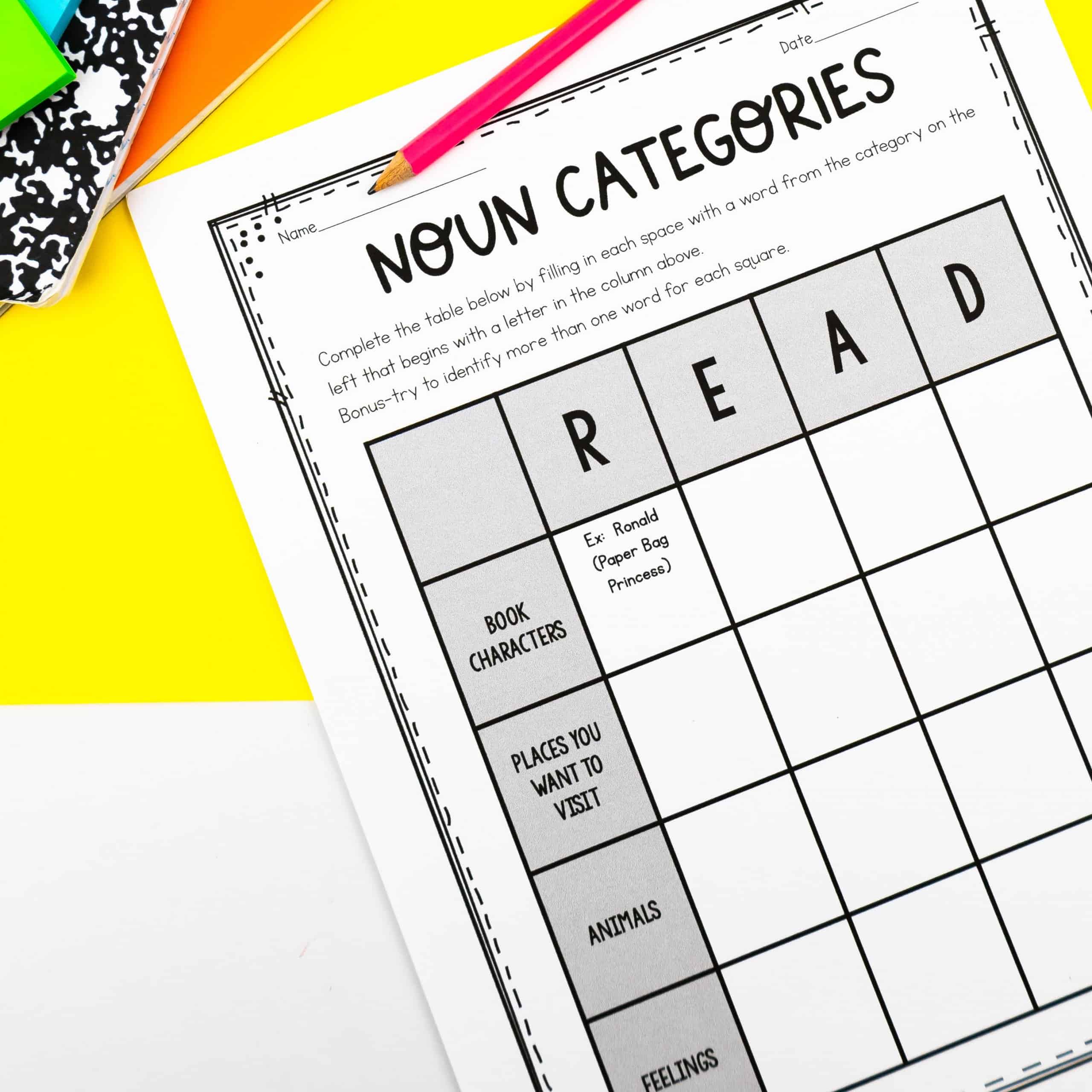 3rd grade noun worksheet