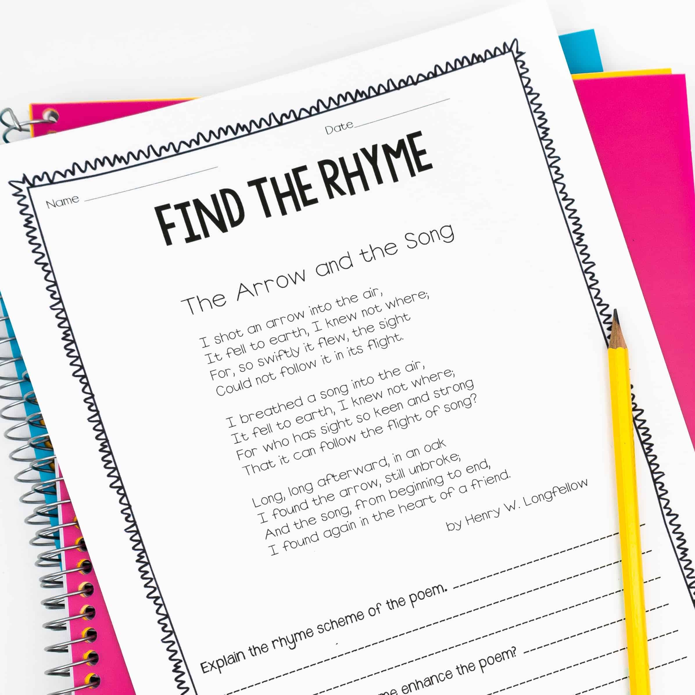 poetry worksheets 4th grade