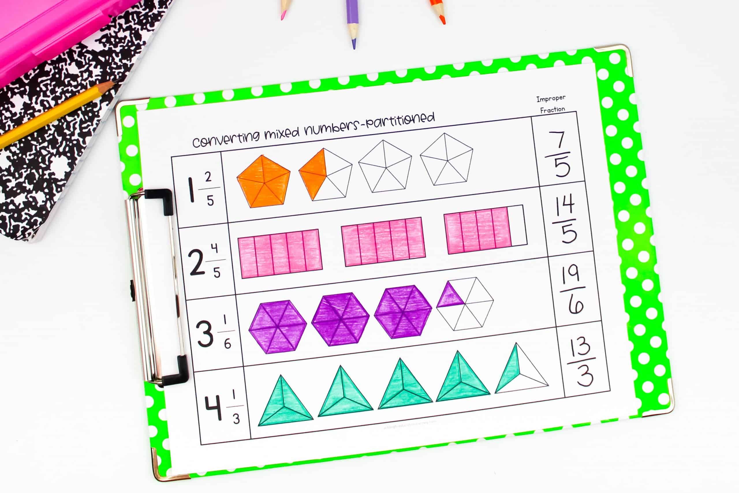 mixed numbers to improper fractions