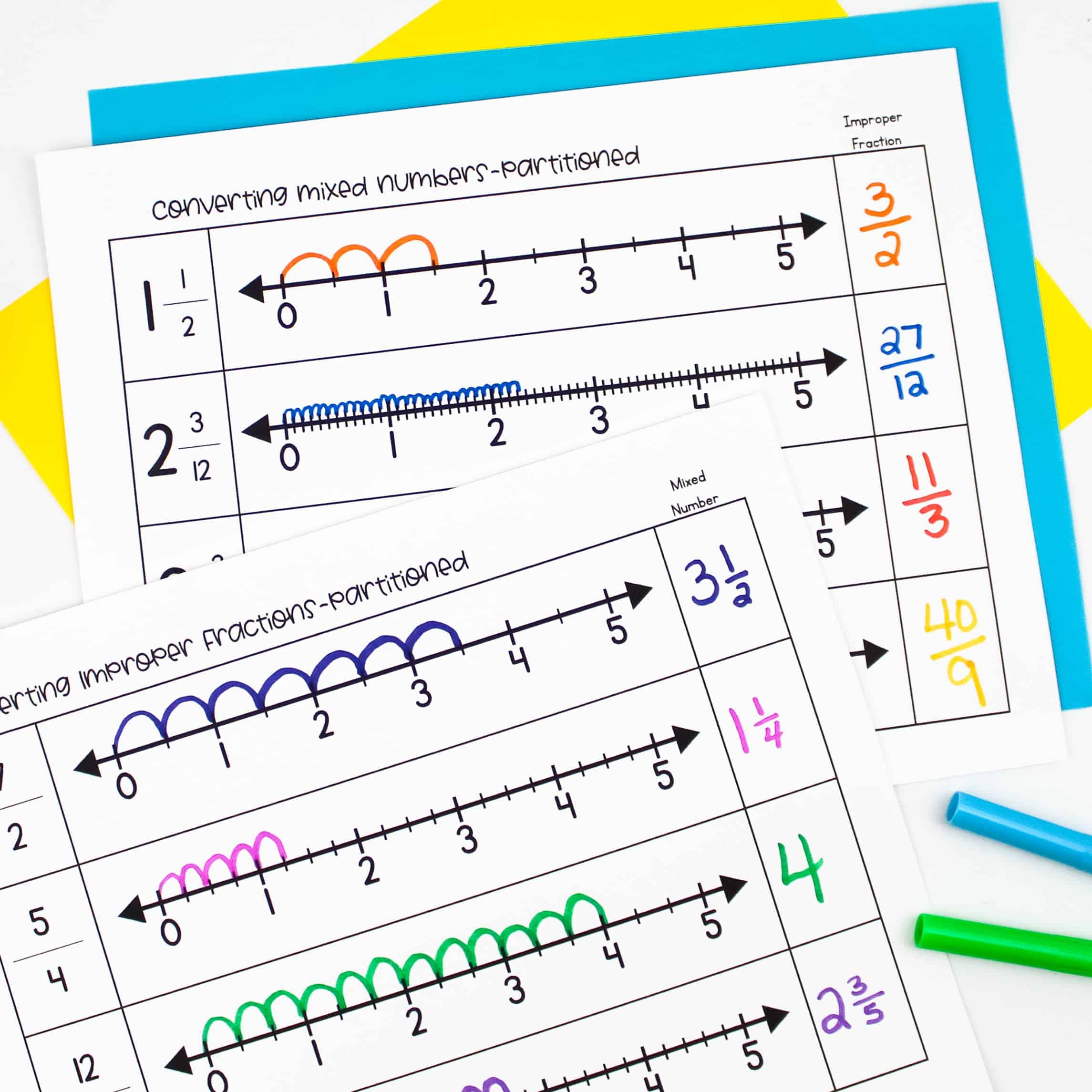 mixed numbers to improper fractions worksheets