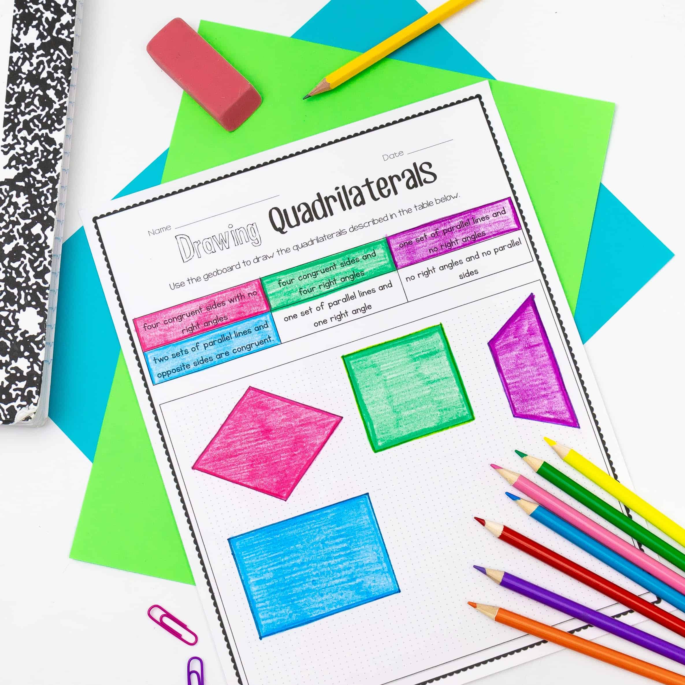 quadrilaterals worksheet